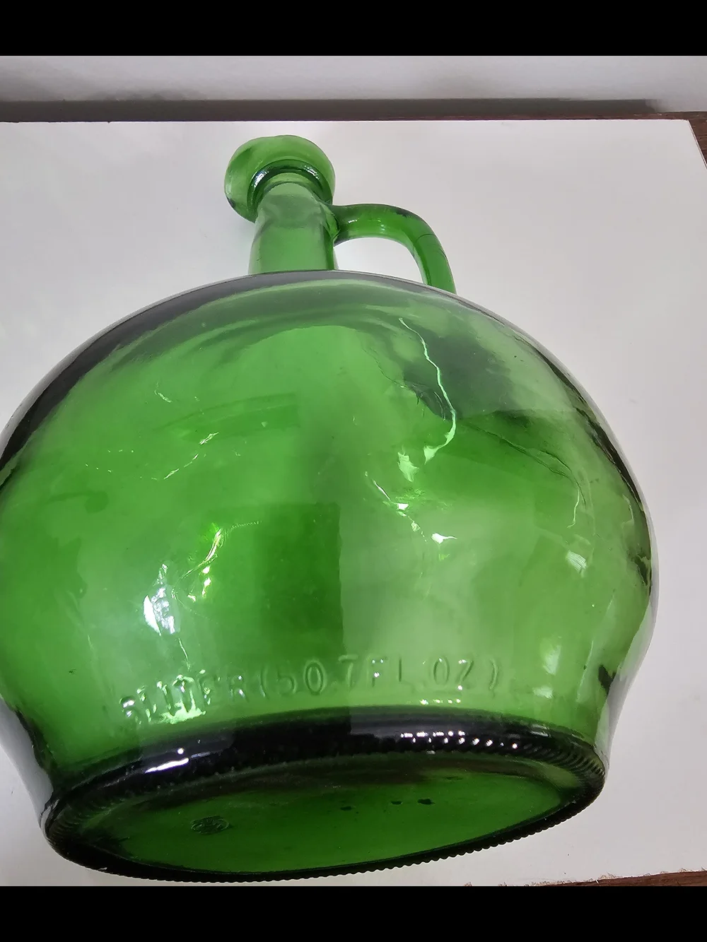 Green Glass Handled Decanter Bottle